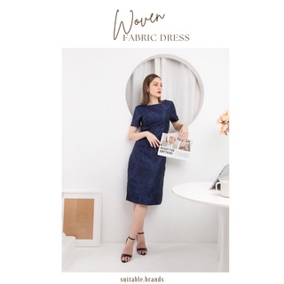 Woven Fabric Dress - เดรสผ้าไหมทอลาย (กรม)