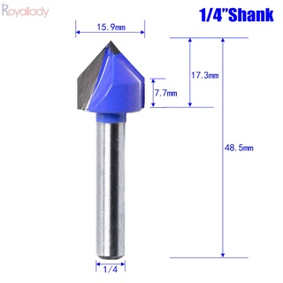 Router Bit V Groove สีฟ้า 1 / 4 นิ้ว Router Bit Shank สีฟ้าสําหรับใช้ในการซ่อมแซม