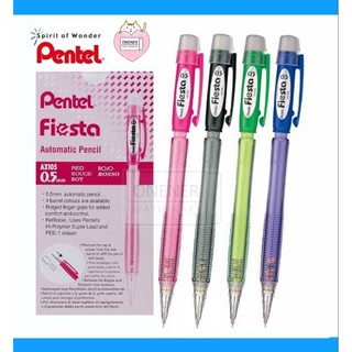 ดินสอกด Pentel Fiesta 0.5mm รุ่น AX-105C (ดำ ชมพู น้ำเงิน เขียว)