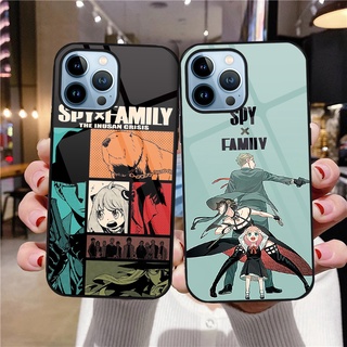 เคสโทรศัพท์มือถือกระจกนิรภัย แบบแข็ง ลายการ์ตูนอนิเมะ Spy×Family หรูหรา สําหรับ iPhone 11 12 13 Pro Max iPhone 7 8 Plus SE 2020 X XS