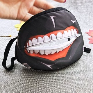 พร้อมส่ง ! ได้รับใน 1-2 วัน ผ้าปิดปากลายหน้ากาก โตเกียวกูล แบบมีซิป KANEKI KEN คาเนกิ เคน TOKYO GHOUL