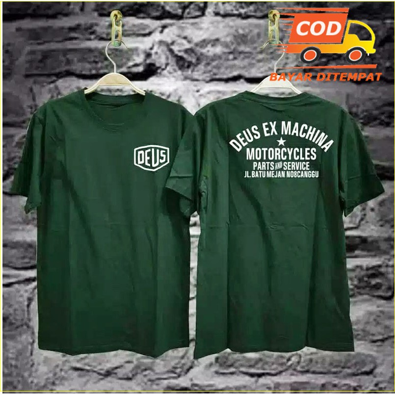 เสื้อยืด DEUS EX MACHINA MOTORCYCLE สําหรับผู้ชายและผู้หญิง |\EXMACHINA DEUS เสื้อยืดด้านหน้าและด้าน