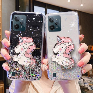 เคสโทรศัพท์มือถือ Handphone Casing Realme Narzo 50A Prime 50 C31 9 Pro+ Plus Free Fire Limited Edition GT2 Pro 5G 4G Phone Case Cute Cartoon Unicorn Bling Stars Space With Stand Holder Back Cover เคส Realme9 9ProPlus