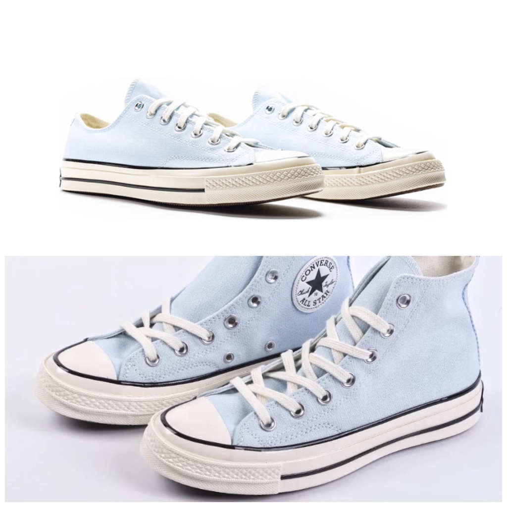 Converse 1970S รองเท้าผ้าใบ รองเท้าสเก็ตบอร์ด พื้นยาง สีฟ้าอ่อน สไตล์วินเทจ สําหรับผู้ชาย และผู้หญิง