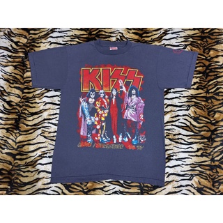 KISS ALIVE WORLDWIDE TOUR JAPAN 96 97 เสื้อวง เสื้อทัวร์ วงคิสผ้าฟอกเฟดสีเทา