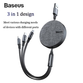 Baseus สายชาร์จ 3 In 1 . 2 ม . Micro Usb + Type - C + สายเคเบิ้ลสําหรับ Iphone 8 X Xs Max