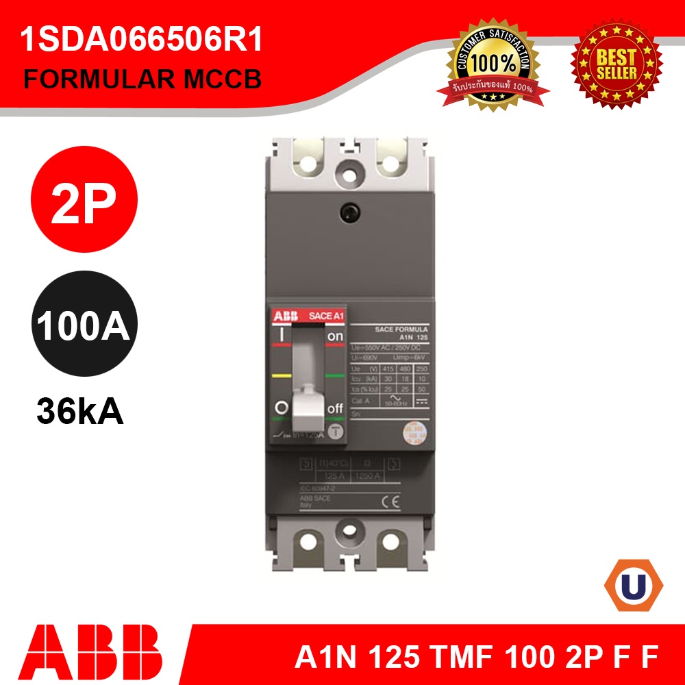 ABB เบรกเกอร์ MCCB A1N 125 TMF ( 15A - 125A ) 2P 36kA Formula Moulded-Case Circuit Breakers
