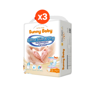 [ส่งฟรี] Sunny Baby Ultra Slim & Dry Pants S58/M56/L50/XL44/XXL40ชิ้น(x3แพ็ค) แพมเพิสเด็ก ซันนี่เบบี้ แพมเพิสยกลัง กางเกงผ้าอ้อม ชนิดบางพิเศษ เดย์แอนด์ไนท์ ผ้าอ้อมเด็กสำเร็จรูป
