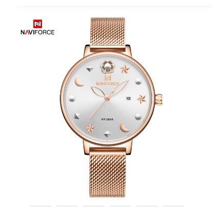 🔥 นาฬิกาผู้หญิง🔥 NAVIFORCE รุ่น NF5009 RG/W สายสแตนเลส รุ่นใหม่ นาฬิกาผู้หญิงแฟชั่นสุดหรู รับประกัน 