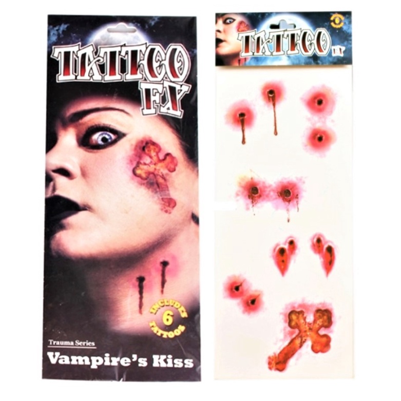 12*26.50cm TATTOO FX Halloween Easy Tattoo Wound Tattoo แทททูฮาโลวีน แผล แวมไพร์ รอยสัก แทททู แผลปลอ