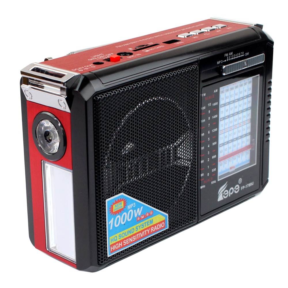 Telecorsa เครื่องเล่นวิทยุ Fepe FP-1789U คละสี รุ่น Radio-torch-light-fm-am-Portable-wireless-fp-1789u-04b-K3