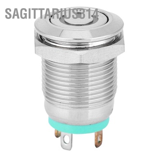 Sagittarius314 ปุ่มโลหะ หัวแบน ขนาด 12 มม. สีเขียว พร้อมไฟ LED แบบรีเซตตัวเอง พร้อมสัญลักษณ์พลังงาน