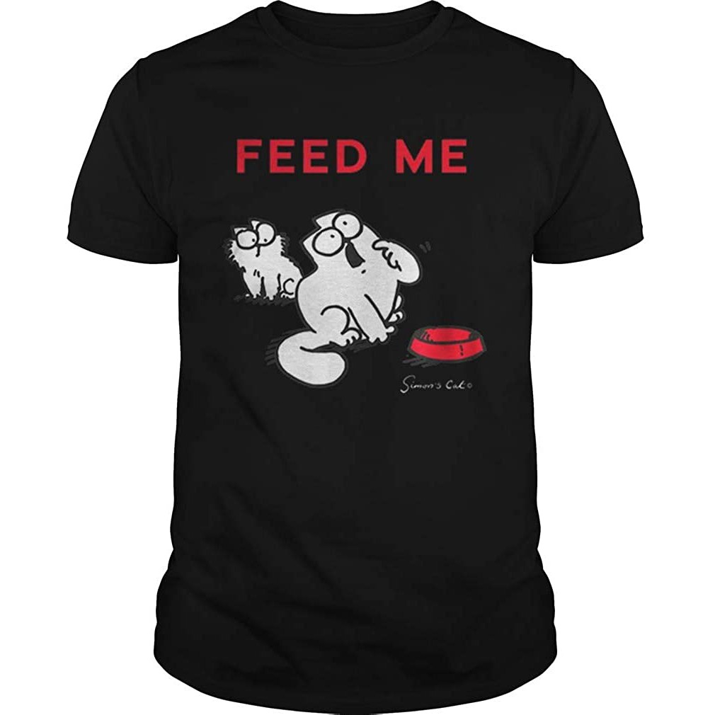 เสื้อยืดคอก ลมแขนสั้นผ้าฝ้ายพิมพ์ลายแมว Feed Me Feed แฟชั่นสําหรับ
