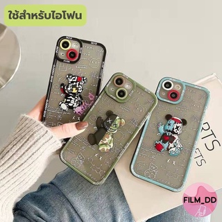 -พร้อมส่งในไทย- เคสโทรศัพท์  เคส TPU ลายการ์ตูนหมี แต่งขอบสี เท่ๆ ใช้สำหรับIPทุกรุ่น  #427