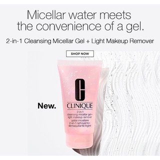 Clinique 2 In 1 Cleansing Micellar Gel + Light Makeup Remover 150ml.