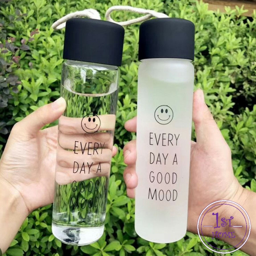 กระบอกใส่น้ำ ขวดแก้วใส่น้ำดื่มพกพา 350 ml มีสายคล้องมือ พกพาสะดวก Portable glass