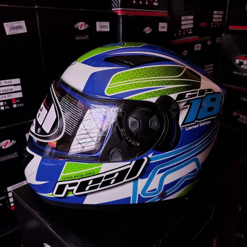 หมวกกันน็อค REAL BRAVO GP น้ำเงิน/เขียว