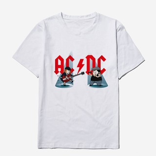 #เสื้อยืดคอกลม#Voltreffer เสื้อโค้ต Acdc เสื้อ Homme Hiphop ออกแบบเสื้อแขนสั้นเสื้อสตรีท Streetwear เสื้อยืดสีขาวS-4XL