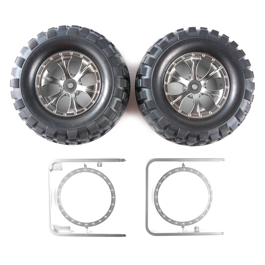TAMIYA 54483 ROCK BLOCK TIRES W/Tapered 6-Spoke Wheels (CC-01 & CC-02)