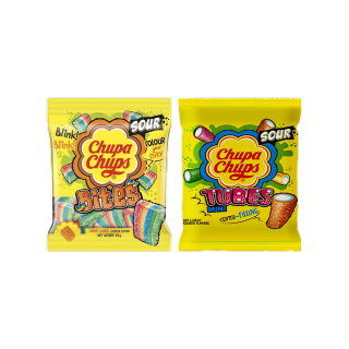 Chupa Chups Bites Tubes Sour 1 Meterจูปา จุ๊ปส์ เยลลี่ ผลไม้รวม รสเปรี้ยว Nimm2 Haribo Jelly Belly Trolli 26.4 55 และ90g