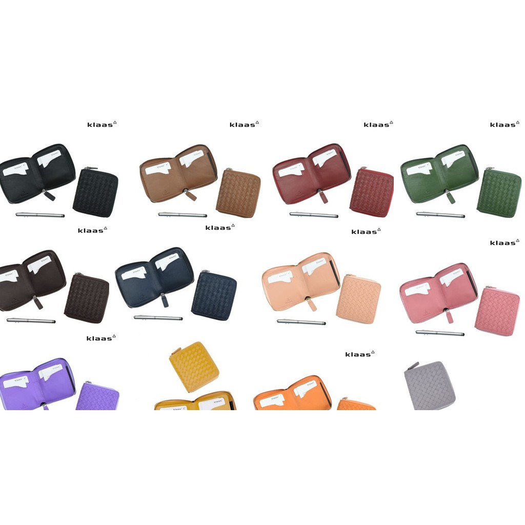 05-182 unisex compact zippy wallet กระเป๋าสตางค์สานหนังแท้ กระเป๋าตังค์สานหนังแท้ แบรนด์ k - รูปที่ 6