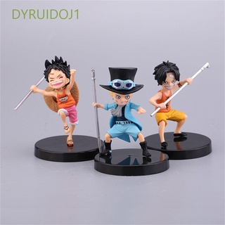 Dyruidoj1 โมเดลตุ๊กตาฟิกเกอร์ Monkey D Luffy Three Brothers Young Luffy ขนาดเล็ก ของขวัญ ของเล่นสําหรับเด็ก 3 ชิ้น ต่อชุด