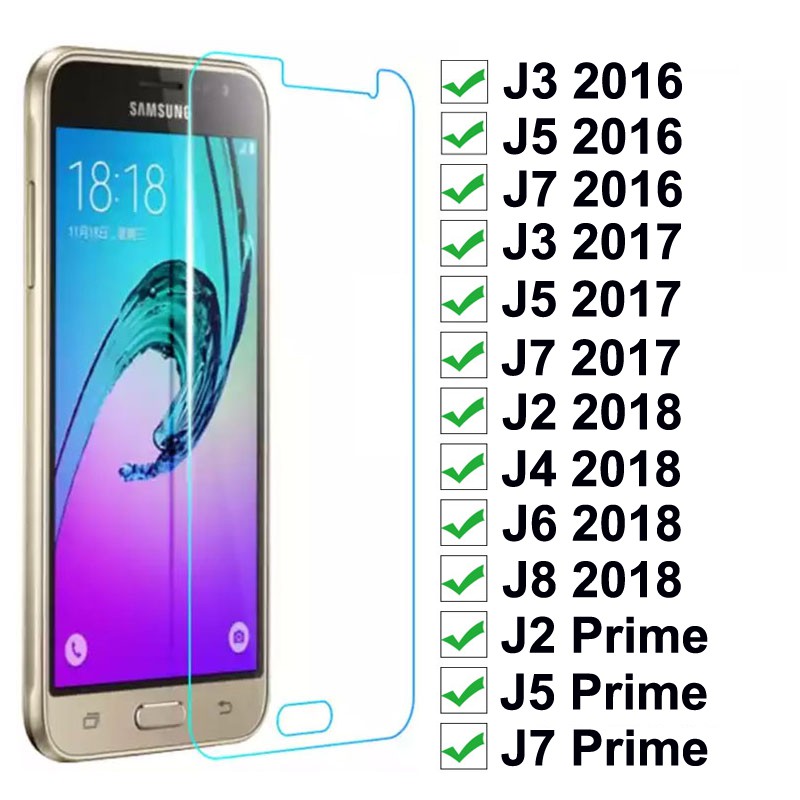 ฟิล์มกระจกนิรภัยกันรอยหน้าจอ 9H โฟกัส สําหรับ Samsung Galaxy J2 J3 J4 J5 J6 J7 J8 Core Max Plus Pro Prime 2 2016 2 0