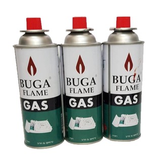 รุ่นใหม่ แก๊สกระป๋อง BUGA FLAME GAS  ปริมาตรสุทธิ 375 มล. (3ป๋อง)