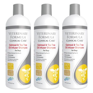 แชมพูสุนัข Veterinary Formula Clinical Care Shampoo Oatmeal &amp; Tea Tree Oil สำหรับผิวแห้งแพ้ง่าย 473มล. (3 ขวด)