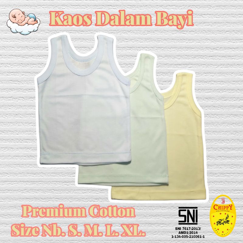 6 ชิ้นเสื้อกล้ามเด็กสีธรรมดา Chippy SNI / เสื้อกล้ามเด็กสีธรรมดา Chippy SNI 129W