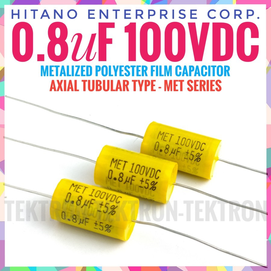MET Hitano 0.8uF 100VDC Axial Capacitor Bipolar Non Audiophile BP