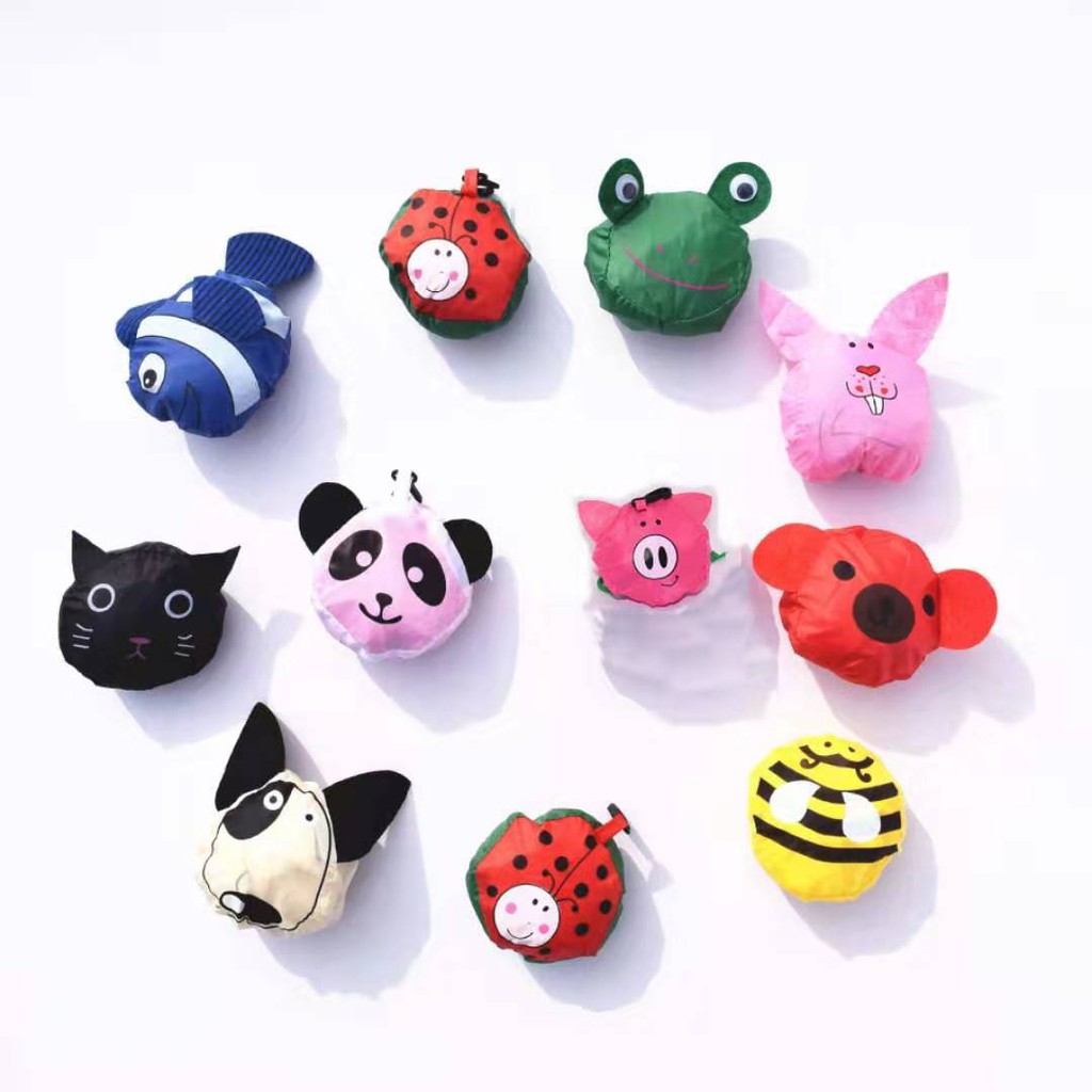 60 ถุงผ้า ลายสัตว์น่ารัก ถุงผ้าพับได้ ถูกสุด💥พร้อมส่ง กระเป๋าพับเก็บได้ ถุงผ้าร่มลดโลกร้อน ถุงช้อปปิ