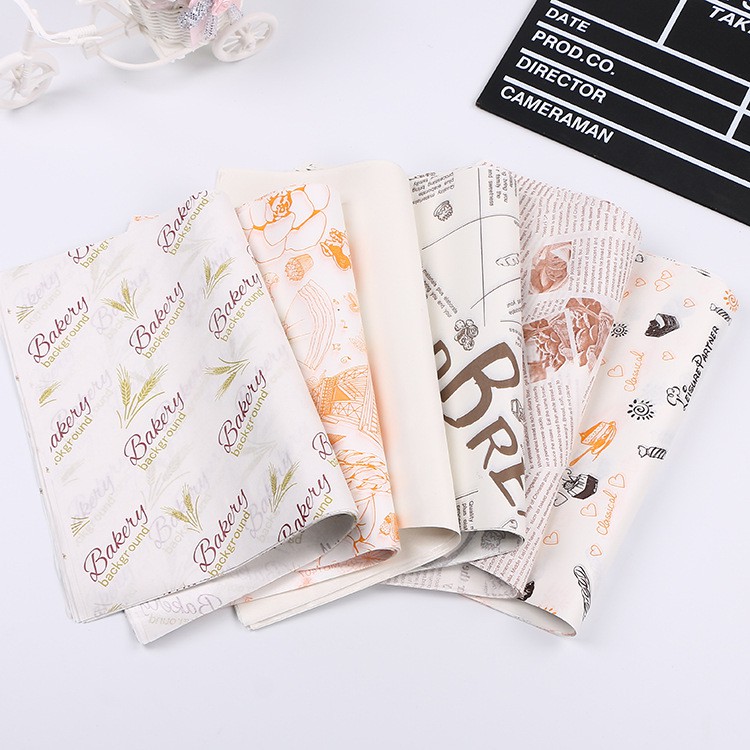 กระดาษห่อแซนวิช เบอร์เกอร์ เบเกอรี่ กระดาษห่ออาหาร (50ใบ) ขนาด 28*38 cm