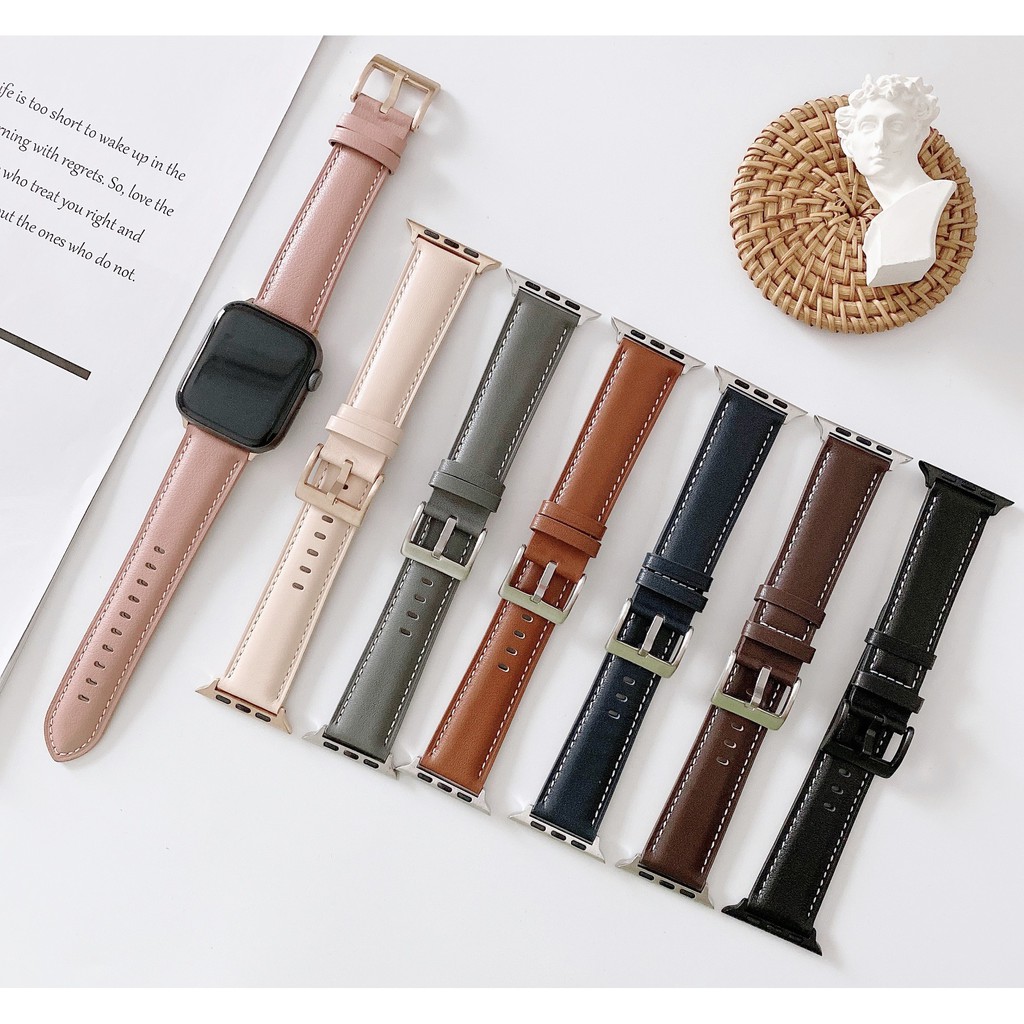 สาย applewatch สายนาฬิกาข้อมือหนัง สำหรับ Apple Watch iWatch ซีรี่ส์ 7 6 5 4 3 2 1 ขนาด 42 มม. 44 มม. 40 มม. 38 มม. 41มม 45มม