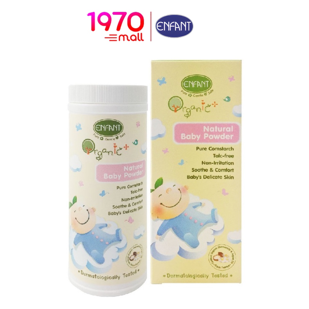 ENFANT (อองฟองต์) ORGANIC PLUS NATURAL BABY POWDER 80g. แป้งเด็ก สูตรธรรมชาติจากแป้งข้าวโพด