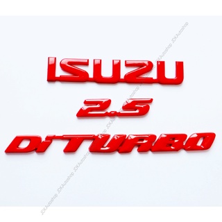 โลโก้ ชุด 3 ชิ้น ISUZU 2.5 Di TURBO สีแดง สำหรับ ติดฝาท้าย อีซูซุ ดีแม็ก ISUZU D-MAX ปี 2002 ขึ้นไป