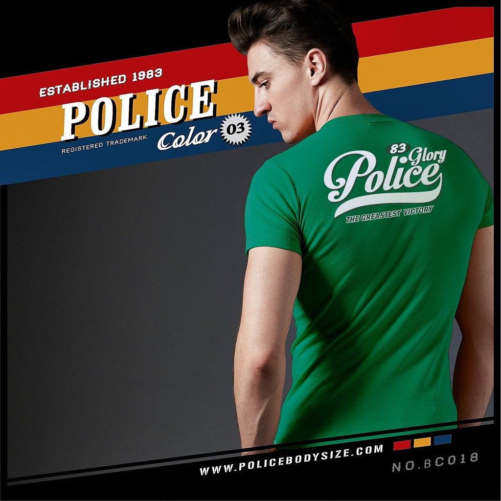 Police Bigsize เสื้อยืดทรงเข้ารูป ใส่ได้ทั้งผู้หญิงและผู้ชาย BC018 — صورة 2