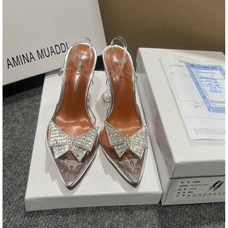 Amina muaddi Crystal​ Heels​ VIP​ Silver