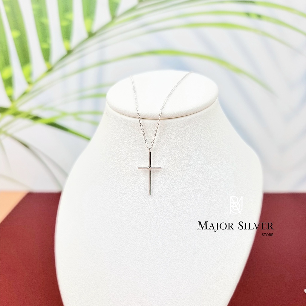 สร้อยคอเงินแท้92.5% จี้ไม้กางเขน 20มิล สไตล์อินเทรน ใส่ได้ในทุกโอกาส : En-Cro1.2x20-ca28