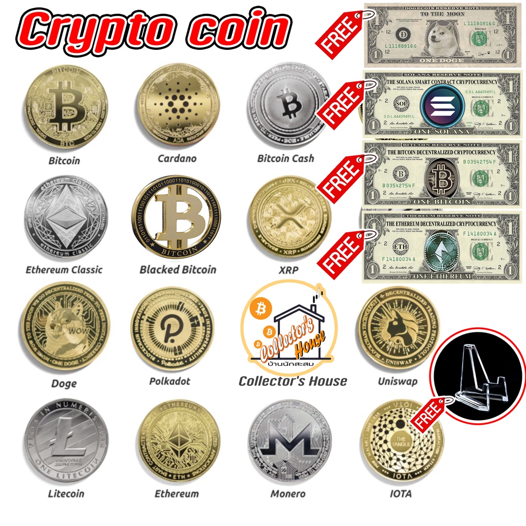 เหรียญคริปโต Bitcoin BTC ADA BINANCE BNB Ethereum ETH USDT Dogecoin ...