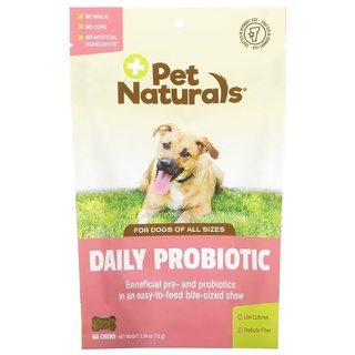 Pet Naturals of Vermont, เดลี่ โพรไบโอติก สำหรับสุนัขทุกขนาด ขนาด 2.55 ออนซ์ (72 ก.) บรรจุเม็ดเคี้ยว 60 เม็ด