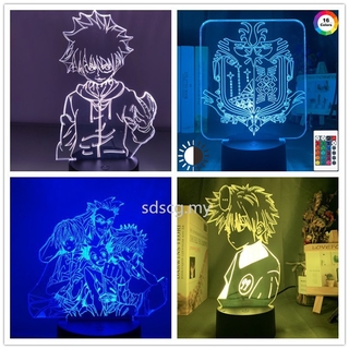 Hunter X Hunter โคมไฟกลางคืน 3D ไล่โทนสี 16 สี พร้อมรีโมตคอนโทรล สําหรับตกแต่งบ้าน ห้องนอน ของขวัญวันเกิด