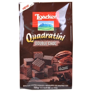 ปลอมคืนเงิน Loacker Quadratini Double Choc 125g เวเฟอร์รสโกโก้สอดไส้ครีมช็อกโกแลต