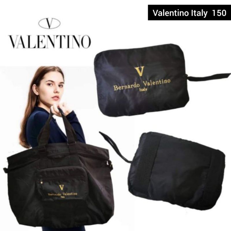 กระเป๋าผ้า แบรนด์ Valentino Italy ของแท้ มือสอง สีกรมท่า จุของมั่กๆ ราคาเบาๆ
