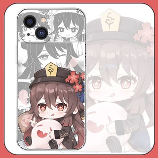 Genshin impact Hutao เคสโทรศัพท์มือถือ ซิลิโคน กันกระแทก ลายการ์ตูนเกม Hutao สองมิติ สําหรับ iPhone 13 12 11 pro promax x xs xsmax xr 7 8 plus