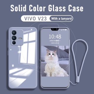 Vivo V23 5G เคสโทรศัพท์กระจกนิรภัย แบบแข็ง ด้านหลัง