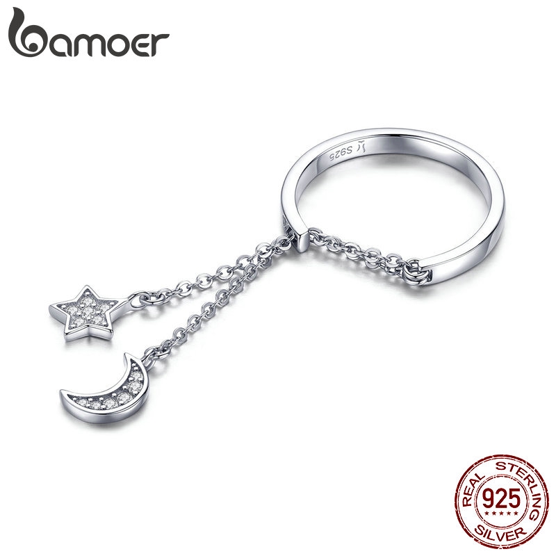 BAMOER 925 Silver Fashion Rings Star Moon Myth SCR407