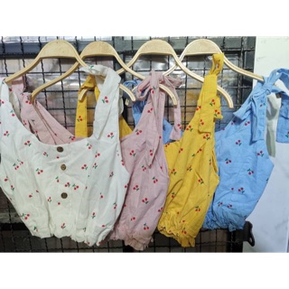 เสื้อครอป สายผูก ผ้าลินิน ลดล้างสต๊อก!!! เหลือ 3 สี