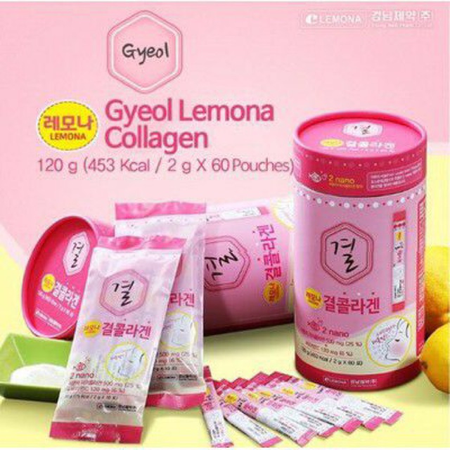Lemona Nano Collagen สีชมพู (60 ซอง) Collagen+Vitamin C Made in korea