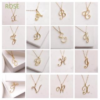 ROSE Minimalist Luxury Metal Gold Plated Cursive Alphabet Initial Necklace